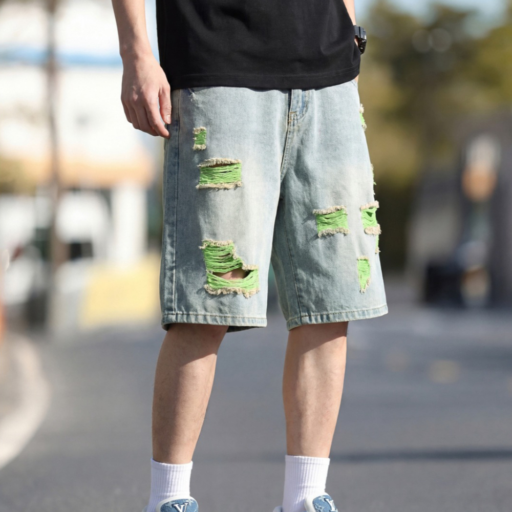 Men's Lined Ripped Denim Short - đánh giá và giá Fly Line