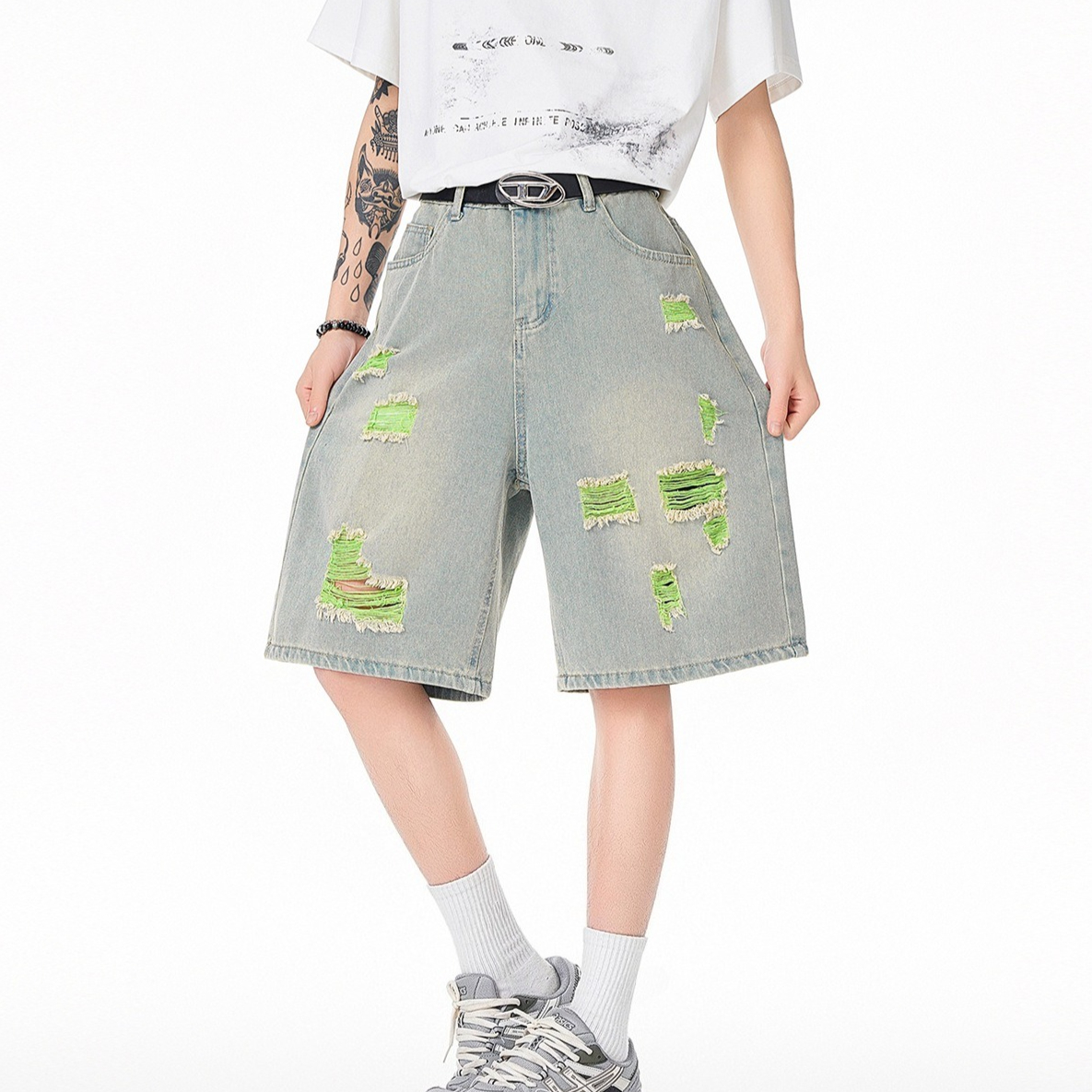 Men's Lined Ripped Denim Short - đánh giá và giá Fly Line