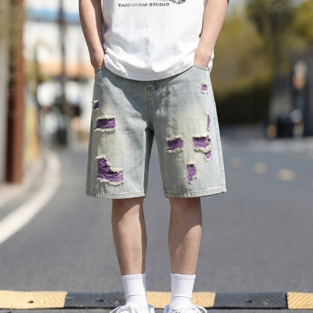 Men's Lined Ripped Denim Short - đánh giá và giá Fly Line